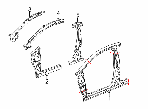 2017 Chrysler 200 Aperture Panel Reinforce-Body Side Aperture Front Diagram for 68104296AC