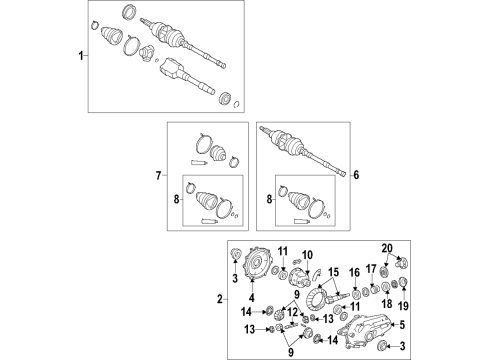 2020 Lexus LS500 Front Axle, Axle Shafts & Joints, Differential, Drive Axles, Propeller Shaft Carrier Assembly, Differential Diagram for 41110-50340