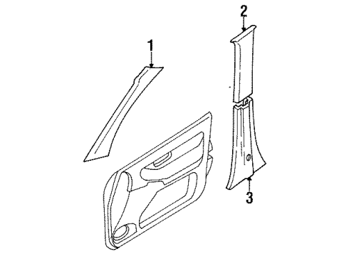 1992 Nissan Sentra Interior Trim - Pillars, Rocker & Floor Garnish-Windshield Pillar, RH Diagram for 76911-65Y00