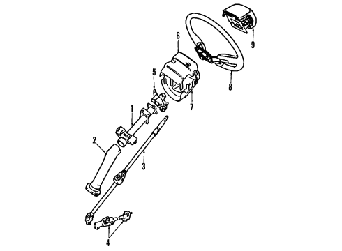 1989 Toyota Van Steering Column, Steering Wheel & Trim Wheel Assembly, Steering Diagram for 45100-22191-04