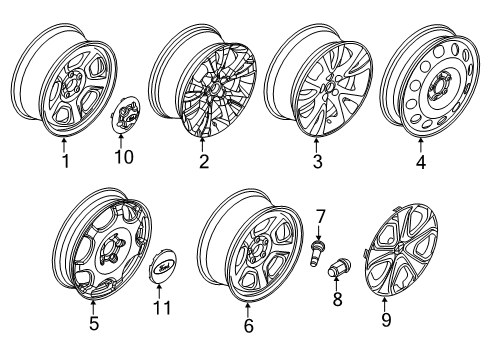 2010 Ford Taurus Wheels, Center Cap Wheel, Alloy Diagram for BG1Z-1007-A