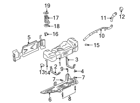2003 Oldsmobile Bravada Fuel Supply Strap Asm-Fuel Tank *Mathdrdt Diagram for 15082872
