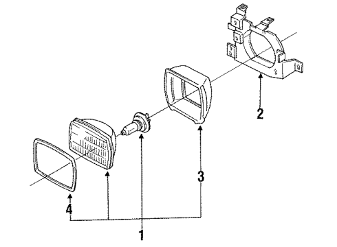 1985 Nissan Pulsar NX Headlamps Driver Side Headlight Assembly Diagram for 26060-16M03