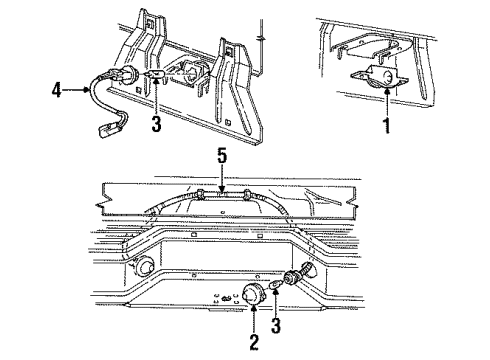 1996 Ford Ranger License Lamps Socket & Wire Diagram for E9TZ13412B