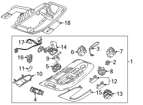 2014 Chevrolet Equinox Overhead Console Console Asm-Roof *Titanium Diagram for 23449633