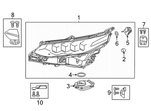 2020 Toyota Mirai Headlamp Components Headlamp Assembly Diagram for 81185-62060