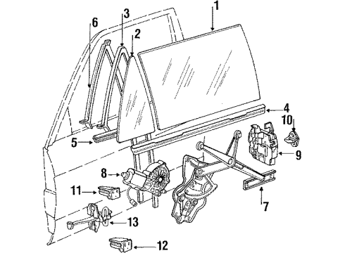 1991 BMW 318i Front Door - Glass & Hardware Window Sealing Left Diagram for 51321922755