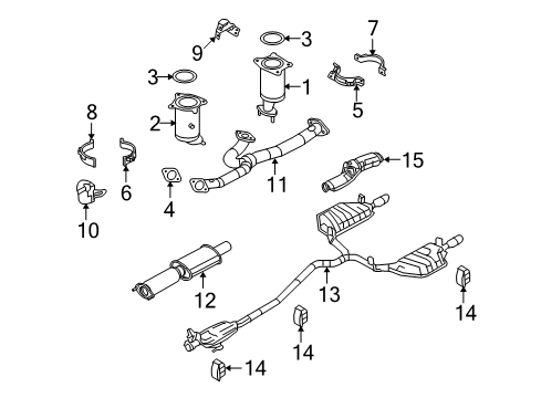 2011 Lincoln MKZ Exhaust Components Muffler & Pipe Insulator Diagram for AE5Z-5F262-B