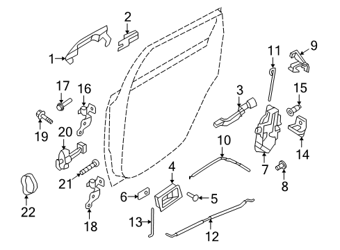 2011 Ford Focus Rear Door - Lock & Hardware Handle, Inside Diagram for 8S4Z-7822600-AB