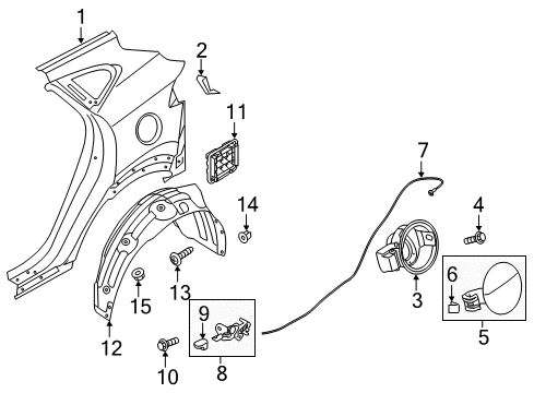 2017 Hyundai Tucson Fuel Door Rear Wheel Guard Assembly, Left Diagram for 86821-D3000