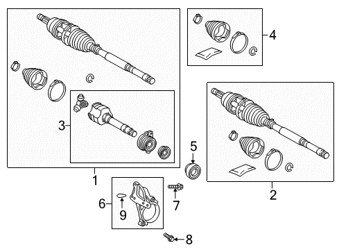 2021 Toyota C-HR Drive Axles - Front Support Bracket Upper Bolt Diagram for 90080-10087