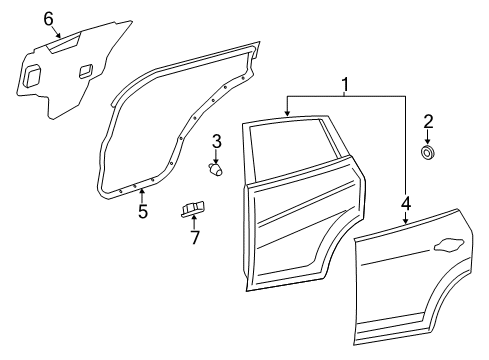 2014 Nissan Rogue Rear Door Corner FINISHER RH Ex Diagram for 82290-4BA0A