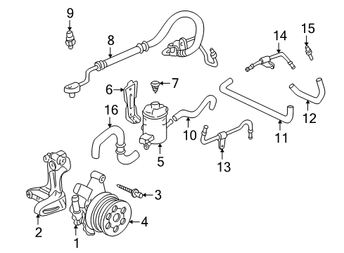 1998 Honda CR-V P/S Pump & Hoses, Steering Gear & Linkage Hose Diagram for 53713-S10-505