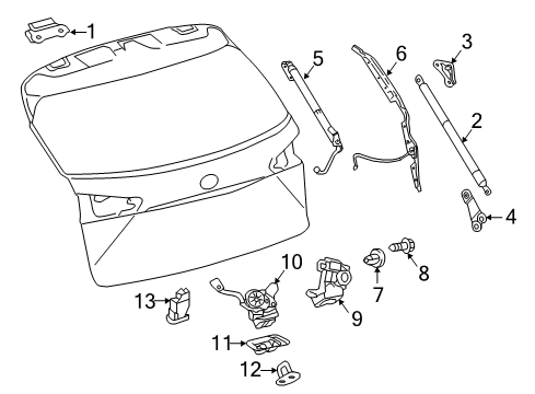 2018 Lexus NX300h Lift Gate Back Door Stay Assembly, Left Diagram for 68960-0WA21