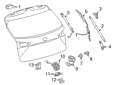 2018 Lexus NX300h Lift Gate Bracket, Back Door DAMPER Stay Diagram for 68948-78020