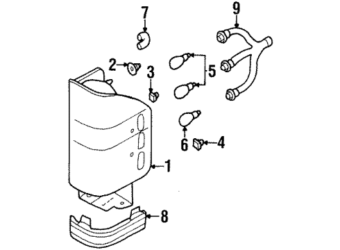 1998 Honda Passport Tail Lamps Lamp Assy., L. RR. Combination Diagram for 8-97289-332-0