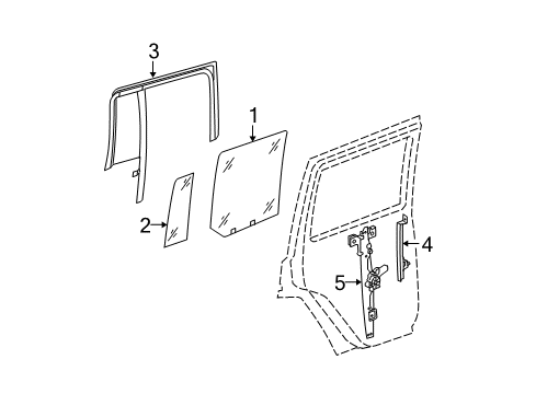 2007 Jeep Commander Rear Door Channel-Rear Door Glass Lower Diagram for 55369230AC