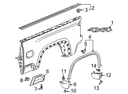 2022 Chevrolet Silverado 3500 HD Exterior Trim - Pick Up Box Decal Diagram for 84425985