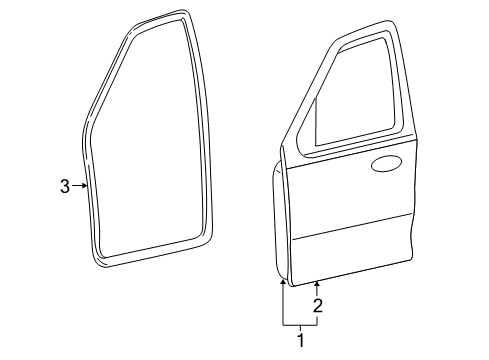 2005 Mercury Mariner Front Door Door Shell Diagram for 5L8Z-7820124-AA