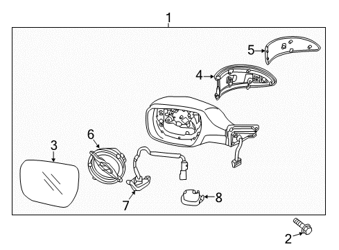 2016 Kia K900 Outside Mirrors Actuator Assembly-Outside Mirror, LH Diagram for 87612-3F600