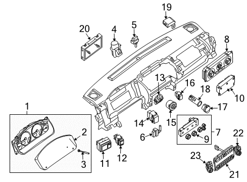 2010 Nissan Pathfinder A/C & Heater Control Units Control Assembly Diagram for 27501-ZS01B