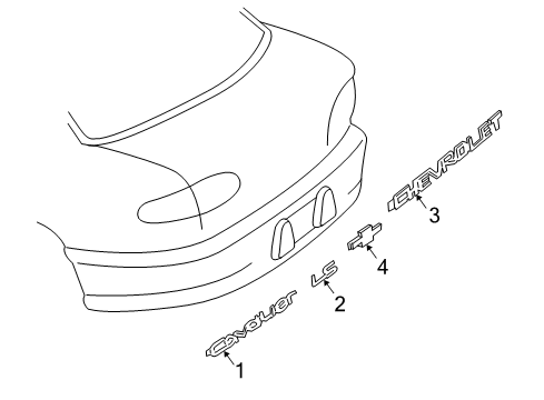 2001 Chevrolet Cavalier Exterior Trim - Trunk Lid Nameplate Diagram for 22611400