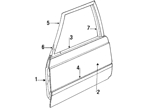 1987 Honda Civic Front Door Garnish, L. Door Sash Diagram for 75834-SB3-010