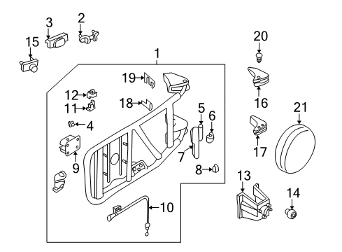 1997 Nissan Pathfinder Carrier & Components - Spare Tire Road Wheel Nut Diagram for 40224-ZN50A