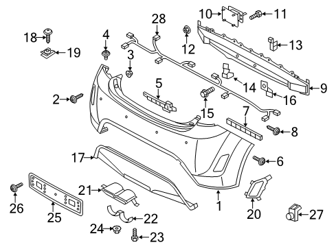 2017 Hyundai Veloster Parking Aid Bracket-Tail Trim, Lower Diagram for 86678-2V000