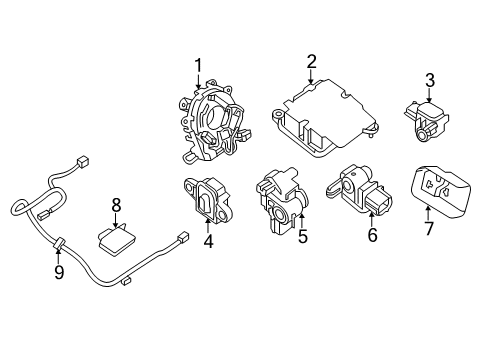 2016 Nissan Pathfinder Air Bag Components Sensor-Side AIRBAG Center Diagram for 98820-9PB9A