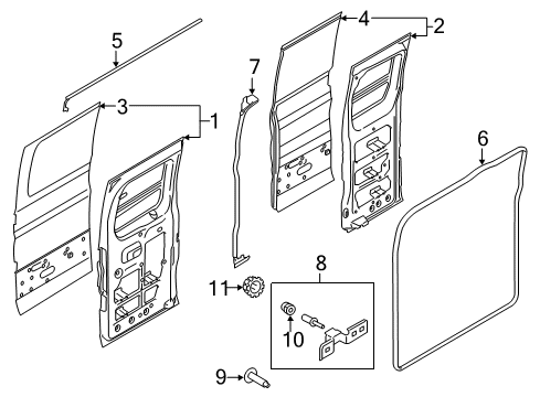 2021 Ford Transit-150 Door & Components Lower Bracket Diagram for EK4Z-61202B18-C