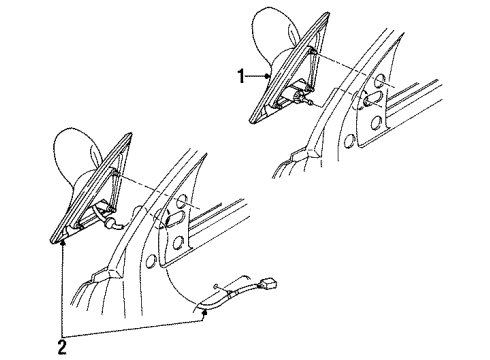 1993 Dodge Intrepid Outside Mirrors Door Side Rear View-Mirror Assembly Right Diagram for 4624008