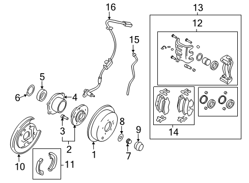 2001 Hyundai Santa Fe Rear Brakes Cylinder Assembly-Wheel, RH Diagram for 58380-3A000