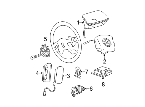 2002 Buick Rendezvous Air Bag Components Impact Sensor Diagram for 10313522