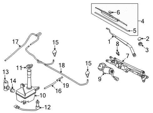 2007 Kia Amanti Wiper & Washer Components Windshield Wiper Arm Assembly Passenger Diagram for 983203F000
