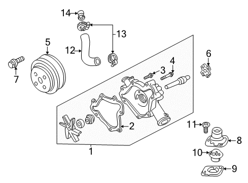 2001 Dodge Dakota Water Pump Fitting-By-Pass Diagram for 53020185