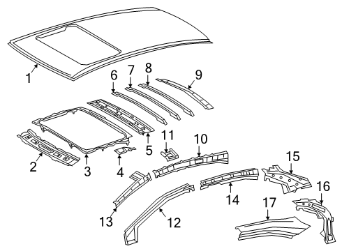 2021 Toyota Corolla Roof & Components Roof Bow Diagram for 63107-02010