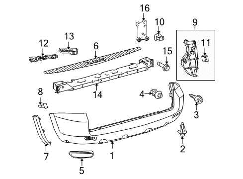 2009 Toyota RAV4 Rear Bumper Bumper Cover Diagram for 52159-0R901