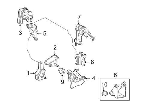 2007 Toyota Corolla Engine & Trans Mounting Damper Diagram for 12351-22080