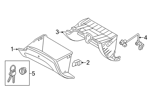 2014 Hyundai Equus Glove Box Cover Assembly-Glove Box Diagram for 84510-3N800-RY