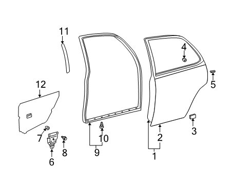 2002 Toyota Camry Rear Door Outer Panel Diagram for 67113-33060