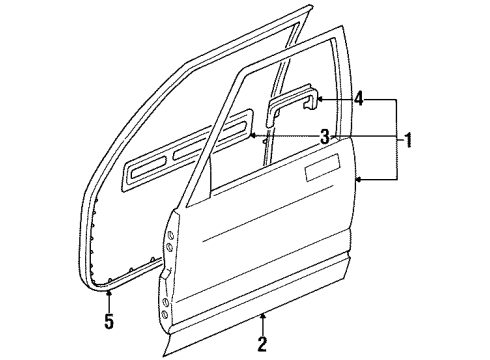 1997 Acura SLX Front Door Weatherstrip Front Doo Diagram for 8-97260-784-1