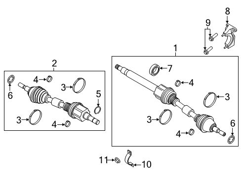 2019 Ford Edge Drive Axles - Front Support Bracket Diagram for K2GZ-3K305-A