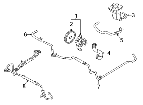 2000 Lincoln LS P/S Pump & Hoses, Steering Gear & Linkage Pressure Hose Diagram for XW4Z-3A719-ZZ