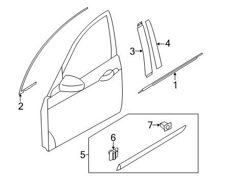 2013 Hyundai Equus Exterior Trim - Front Door Garnish Assembly-Door Frame LH Diagram for 82250-3N000