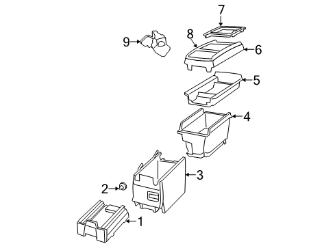 2008 Dodge Grand Caravan Center Console Base-Floor Console Diagram for 1JC901S3AA