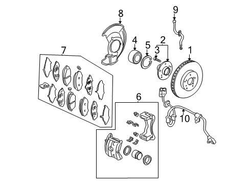 2003 Honda Pilot Front Brakes Caliper Set, FR. Diagram for 01463-S9V-A00