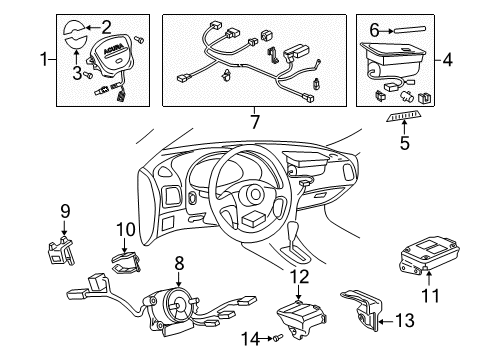 1996 Acura Integra Air Bag Components SRS Unit Diagram for 77960-ST7-305