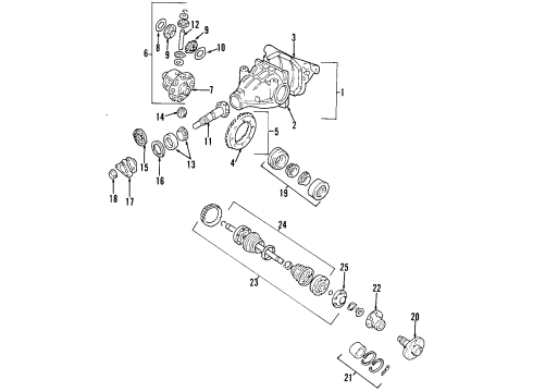 1998 Cadillac Catera Rear Axle, Differential, Propeller Shaft Joint Kit, Rear Wheel Drive Shaft Outer Diagram for 26056982