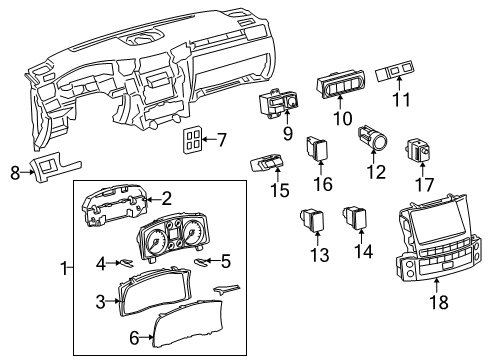 2015 Lexus LX570 Cluster & Switches, Instrument Panel Switch Assy, Combination Diagram for 84970-60130-C0